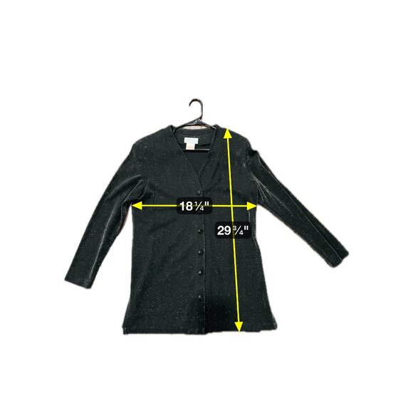 Three Flaggs Black Sparkle Cardigan Metallic Knit Long Sleeve Button-Front Sz L - Picture 6 of 8